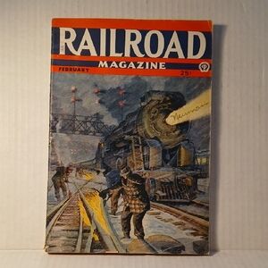 Vintage Railroad Magazine Pulp Fiction Feb 1944 Locomotives WWII Collectible